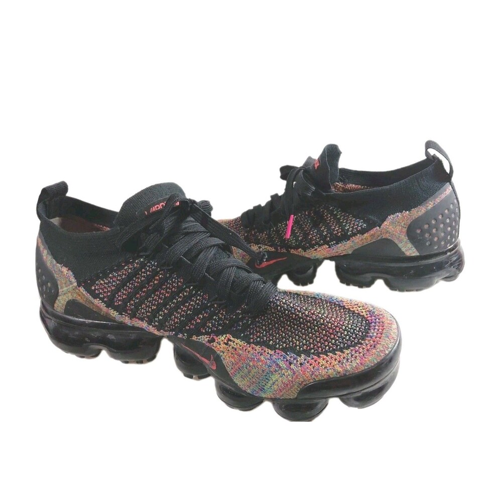 Nike Vapormax Flyknit Airmax Women's Black Multicolored Athletic Shoes Size 9.5